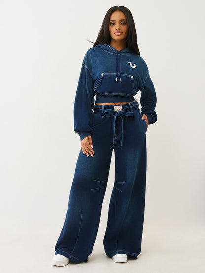 WASHED INDIGO BARREL SWEATPANT