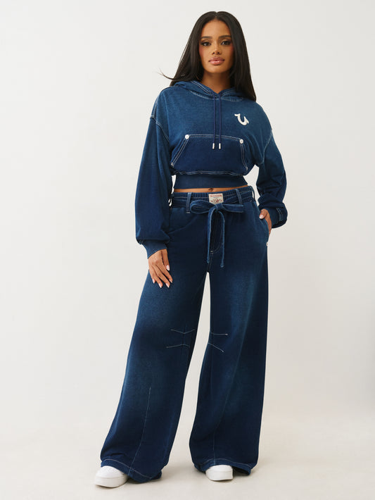 WASHED INDIGO BARREL SWEATPANT