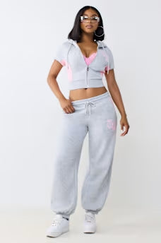 CLR PANELED SHORT SLVS ZIP HD