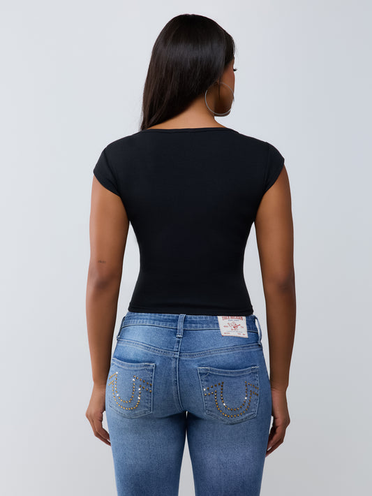 SCRIPT RIBBED SCOOP TEE
