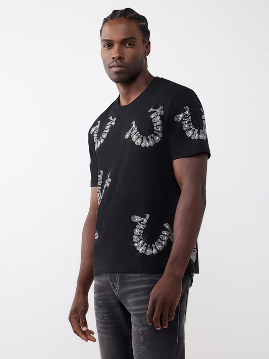 SS WARPED LOGO CRYSTAL TEE