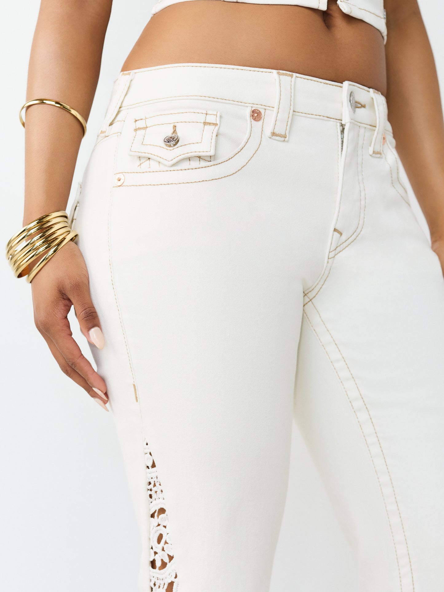 CROCHET MID RISE FLARE FLAP