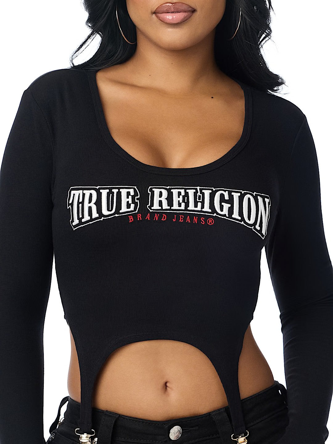 EMBROIDERY RIB GARTER TOP