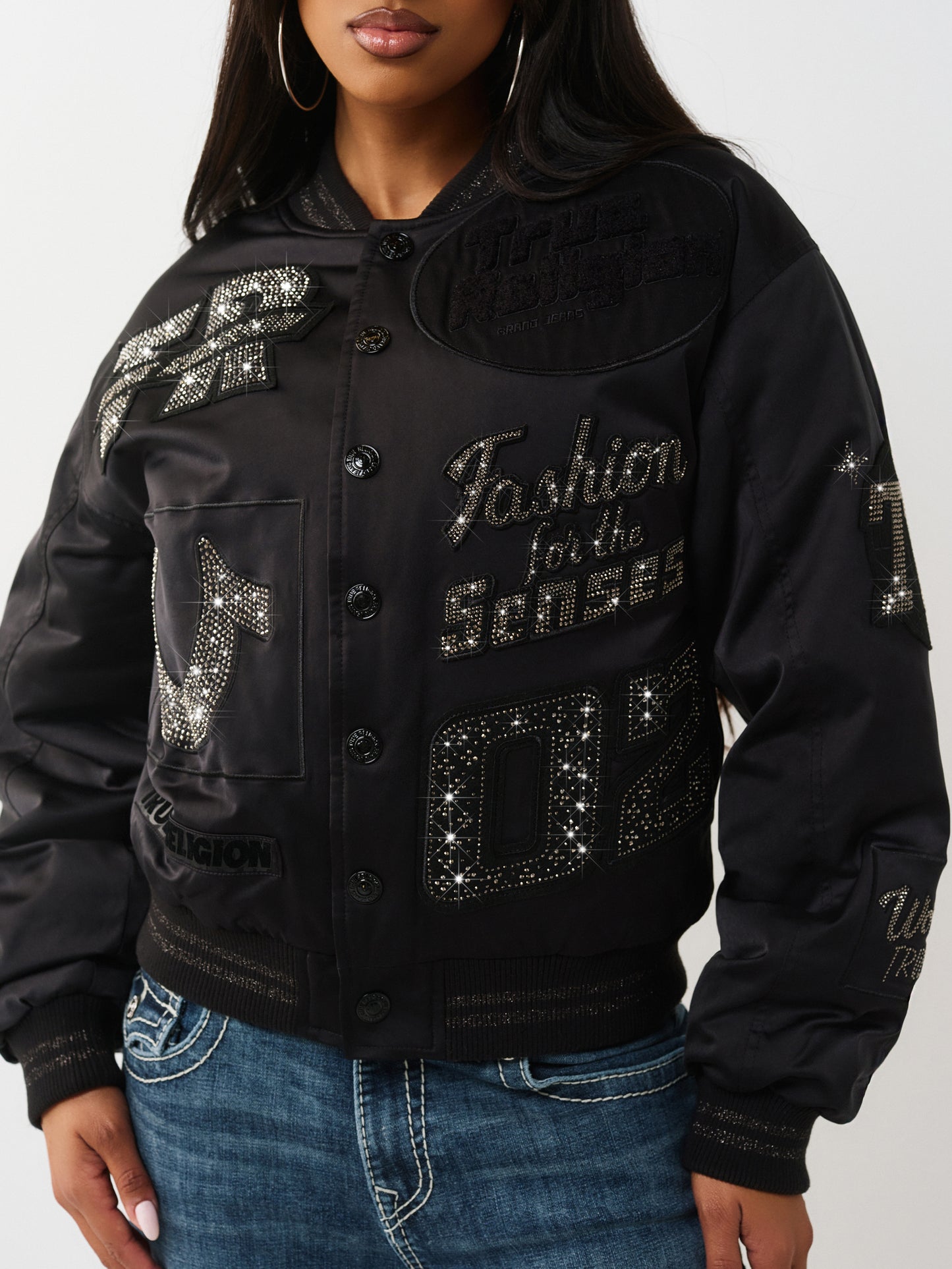 CRYSTAL BRANDED NYLON BOMBER