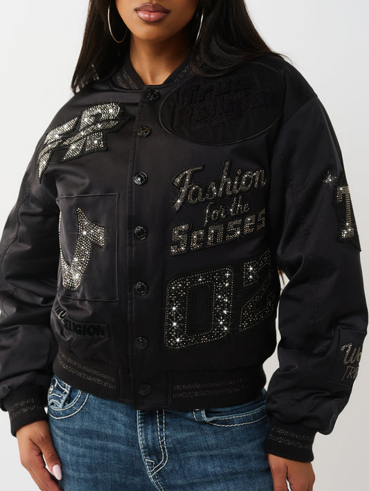 CRYSTAL BRANDED NYLON BOMBER