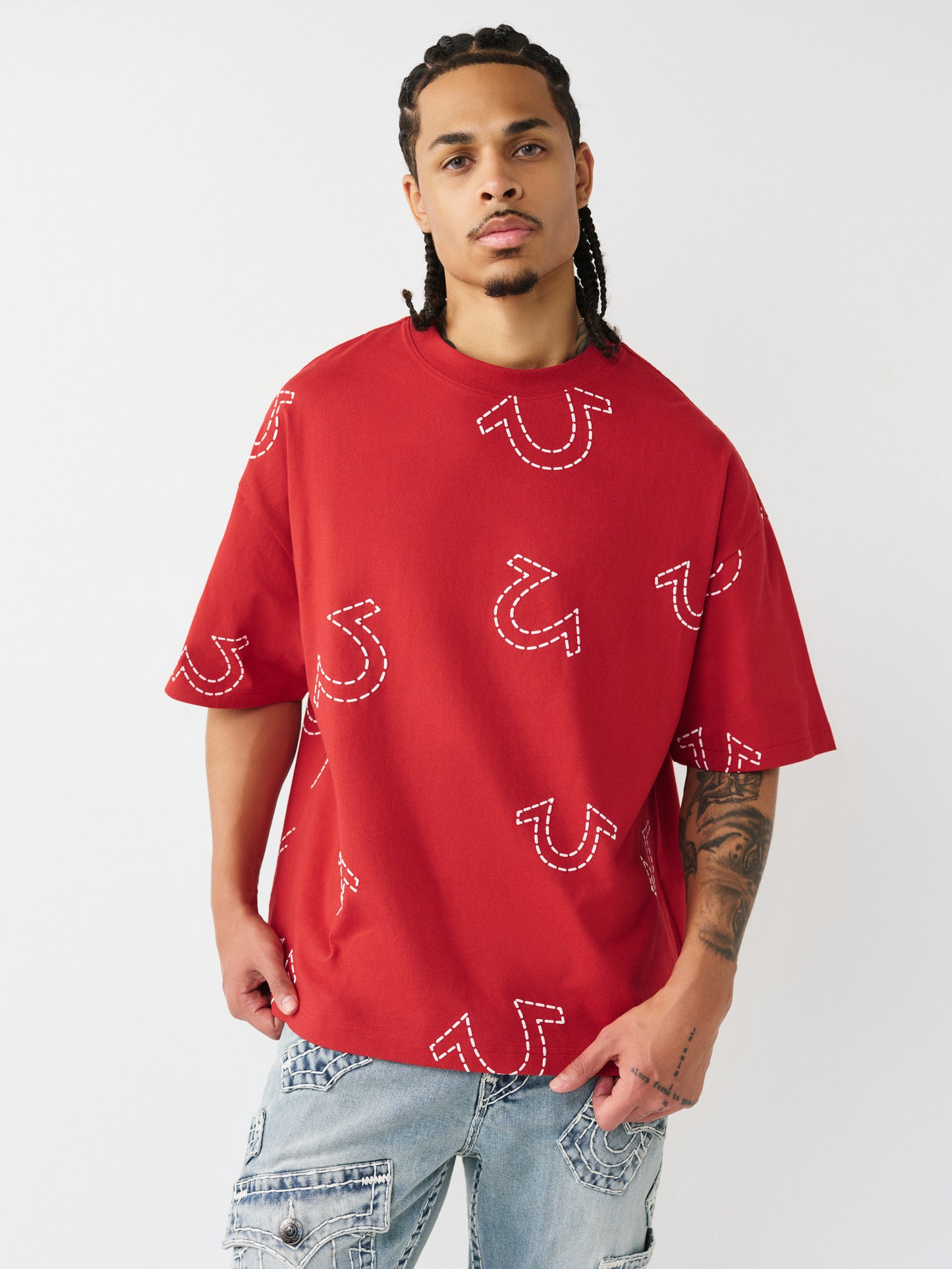 SS HS PRINT OVERSIZED TEE
