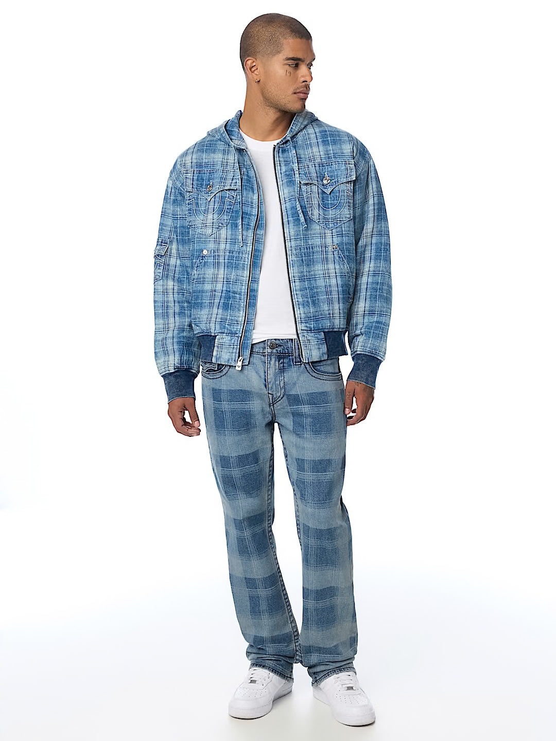 RICKY BIGT FLAP PLAID INDIGO