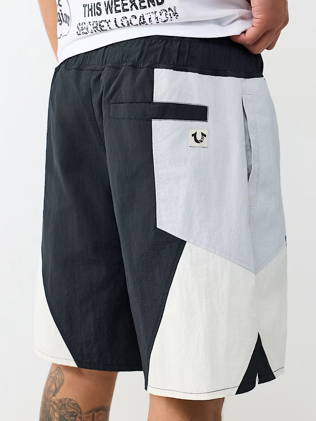 COLOR BLOCK NYLON TRACK SHORT