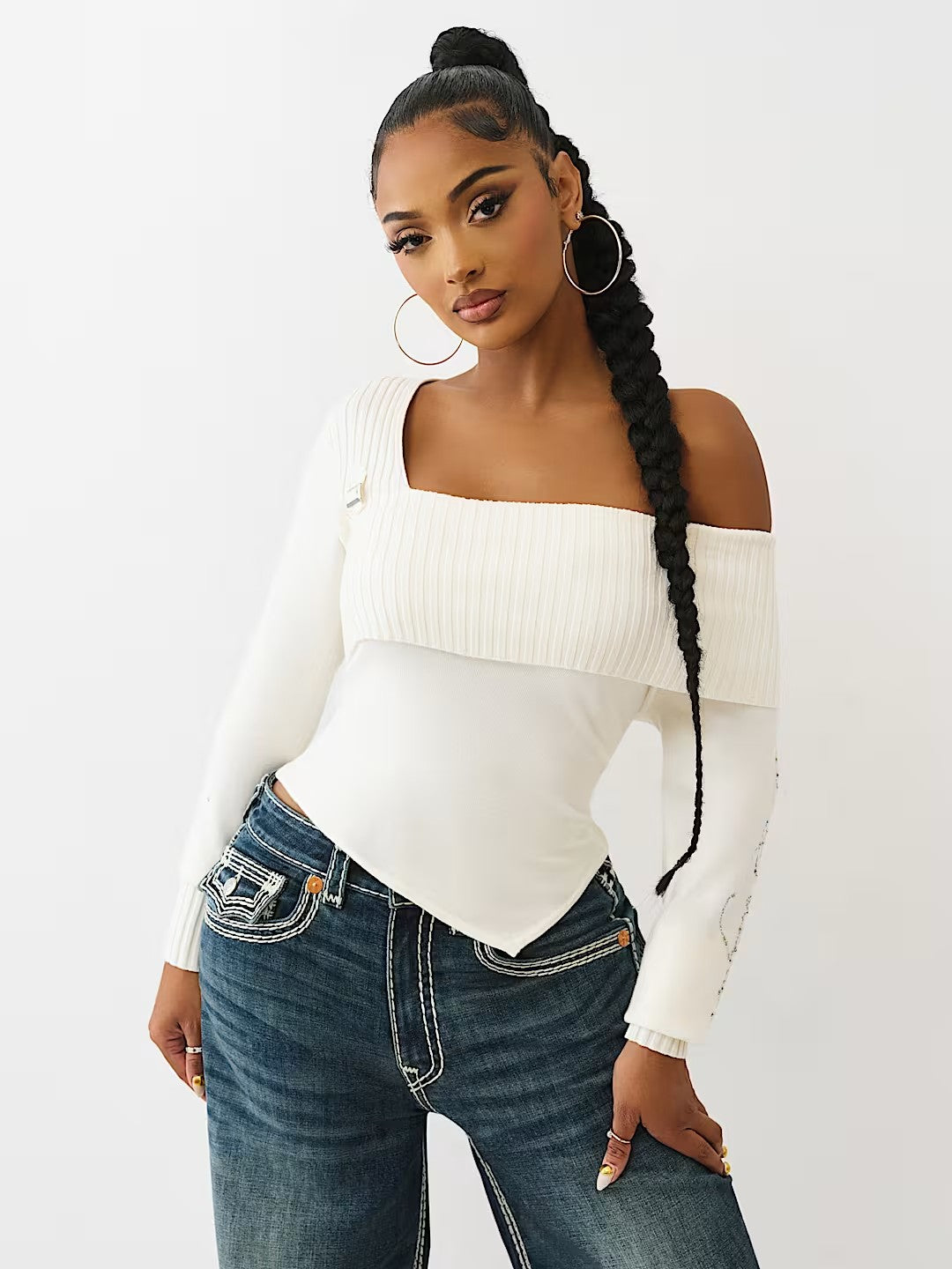ASYMMETRICAL OFF SHLDR SWEATER