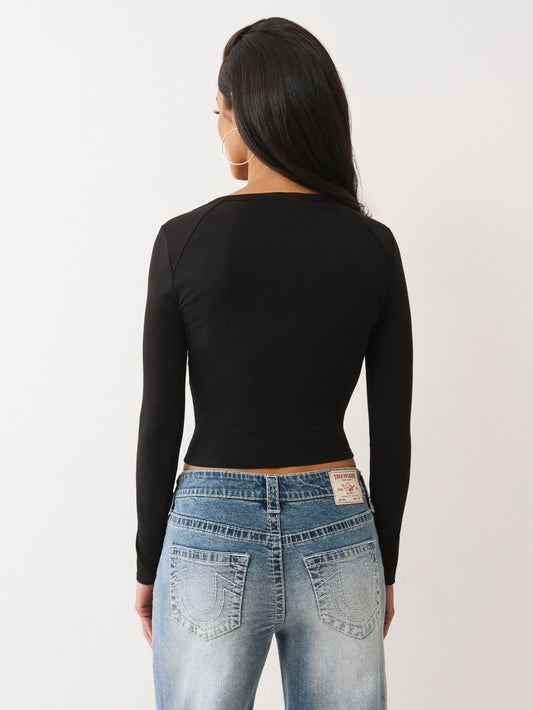 LOGO RIVETS RIBBED V NOTCH LS