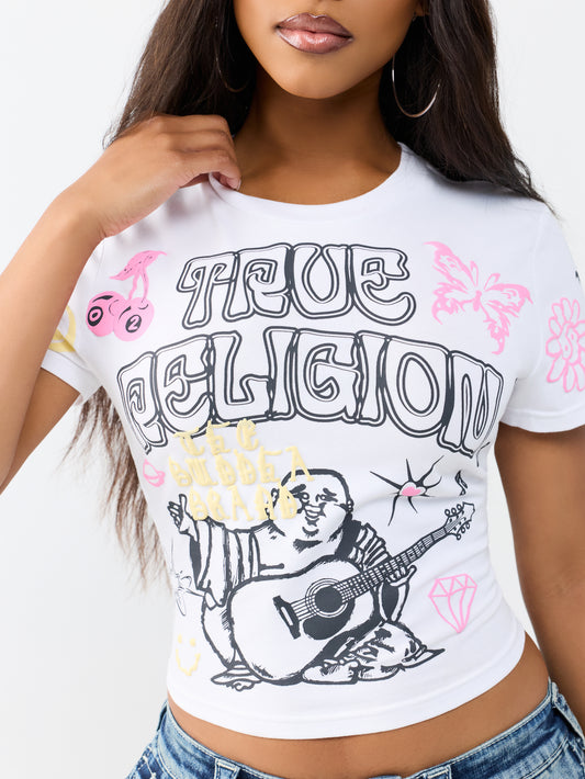 SKETCHED AOP LOGO BABY TEE