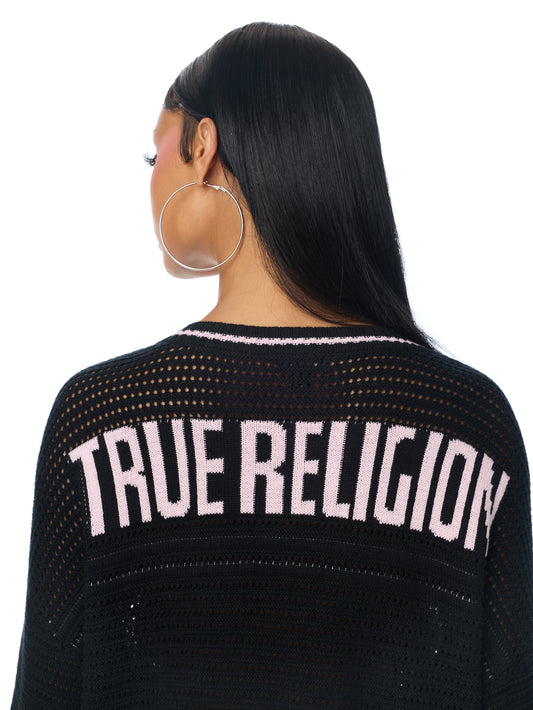 SPORTY MESH SWEATER JERSEY TOP
