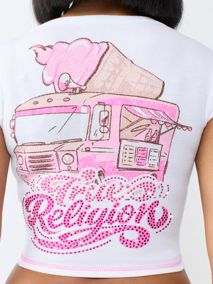 CRYSTAL ICECREAM RIB NOTCH TEE