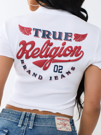 TR WING LETTUCE RIB BABY TEE