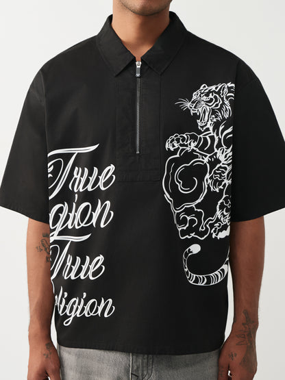 HALF ZIP  TIGER SS SHIRT