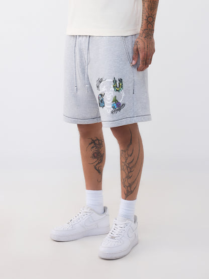 BUDDHA FACE BIG T FLEECE SHORT