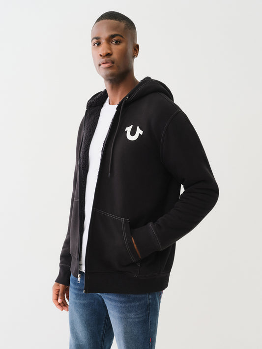 LOGO SEAL SHERPA ZIP HOODIE