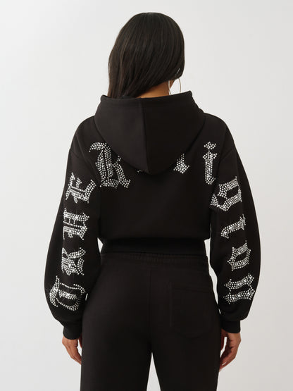 CRYSTAL CROPPED ZIP HOODIE