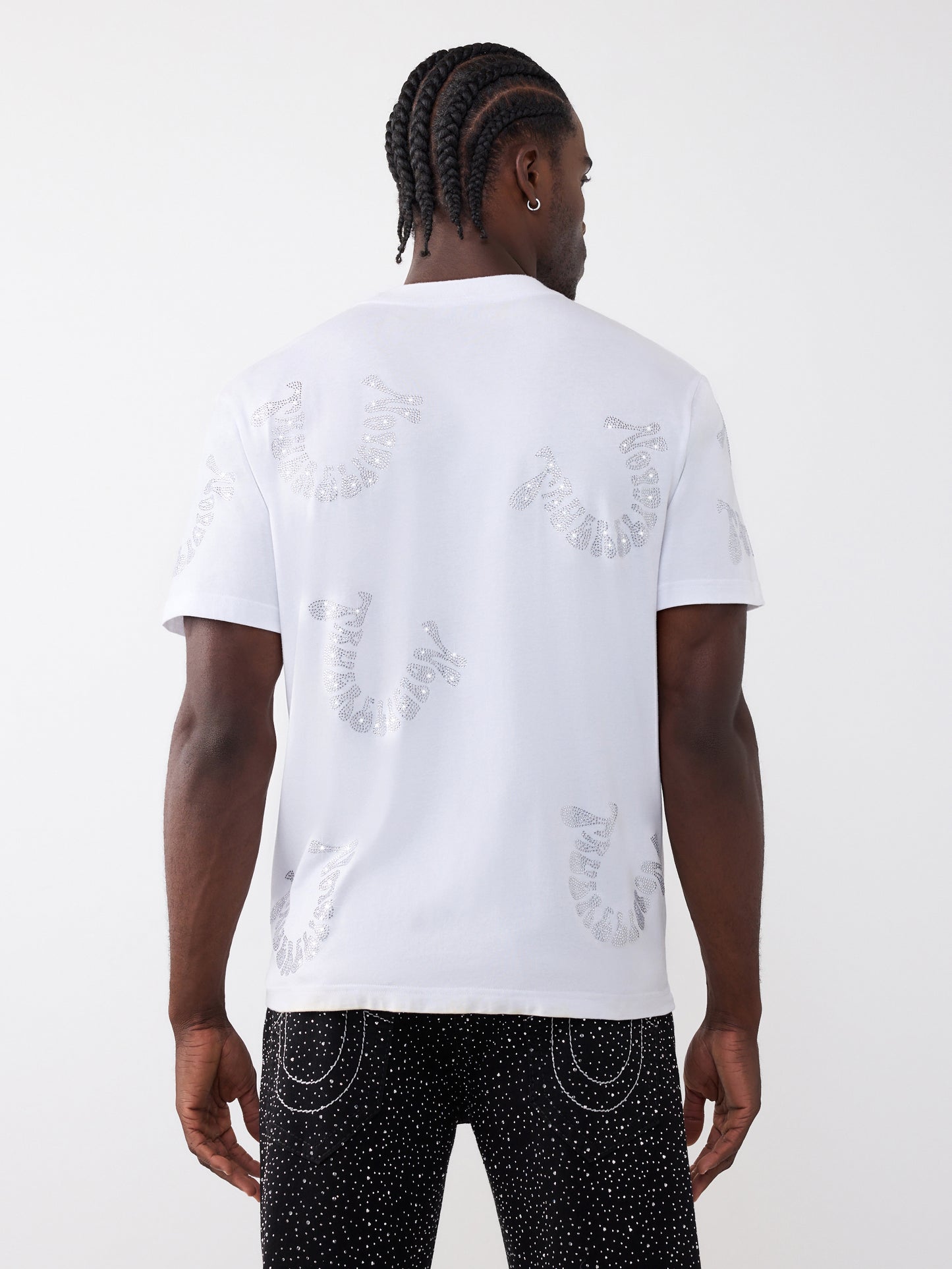 SS WARPED LOGO CRYSTAL TEE