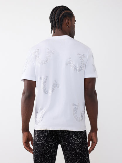 SS WARPED LOGO CRYSTAL TEE