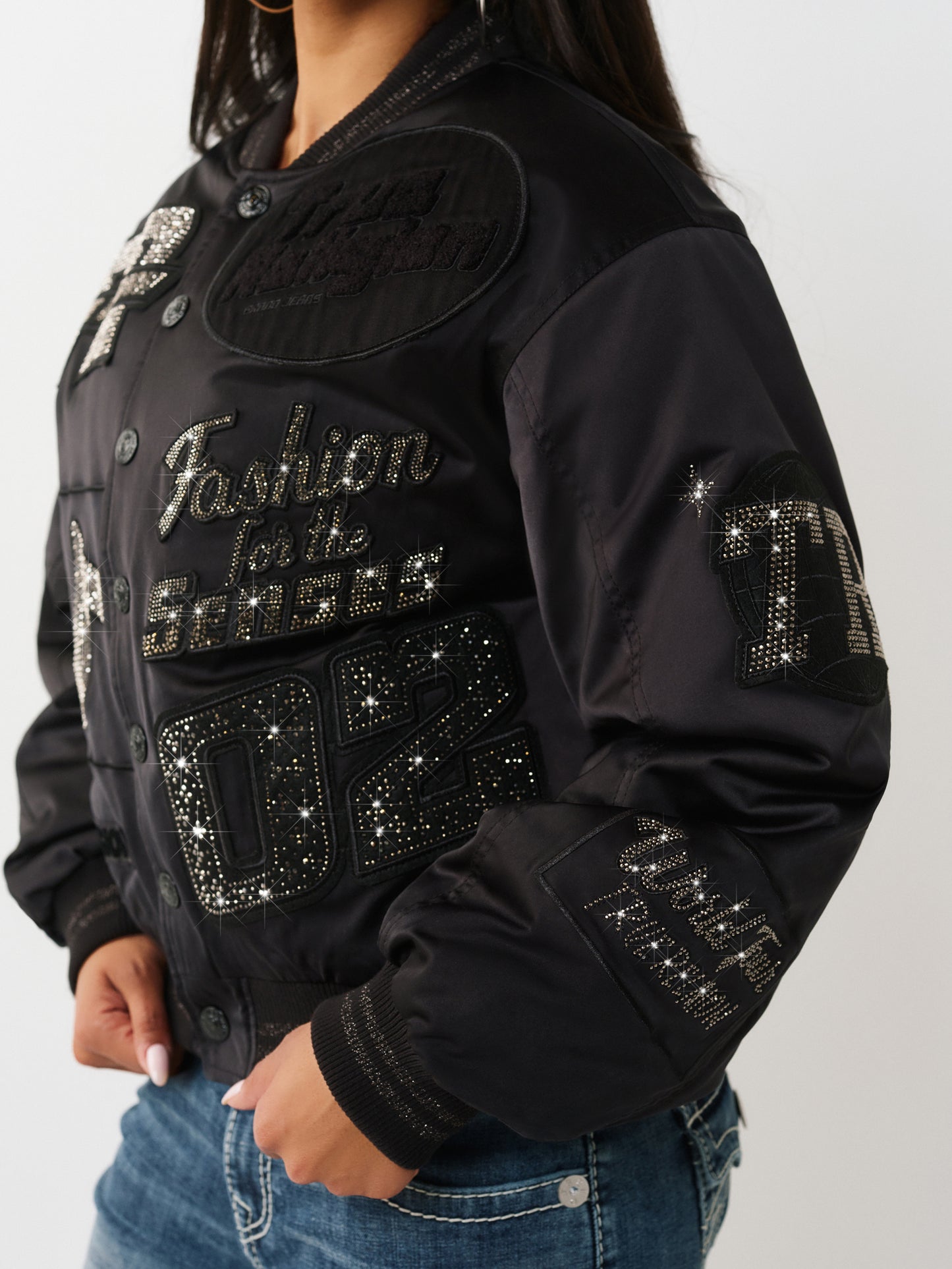 CRYSTAL BRANDED NYLON BOMBER