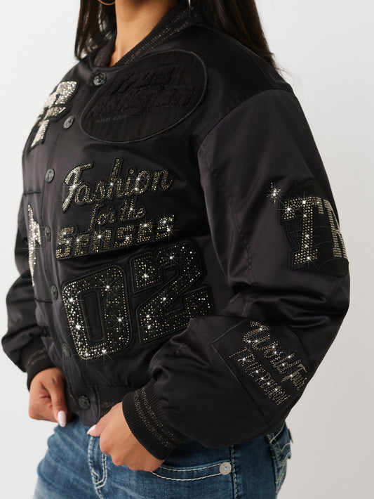 CRYSTAL BRANDED NYLON BOMBER