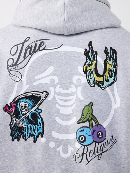 BUDDHA FACE BIG T BOXY ZIP UP