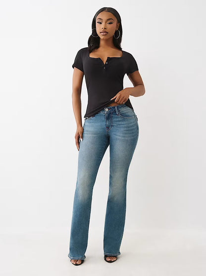 BECCA SN MID RISE FLAP BOOTCUT