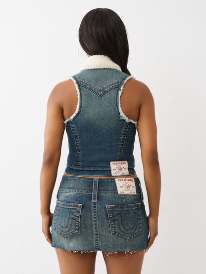 SHRUNKEN SHERPA DENIM VEST