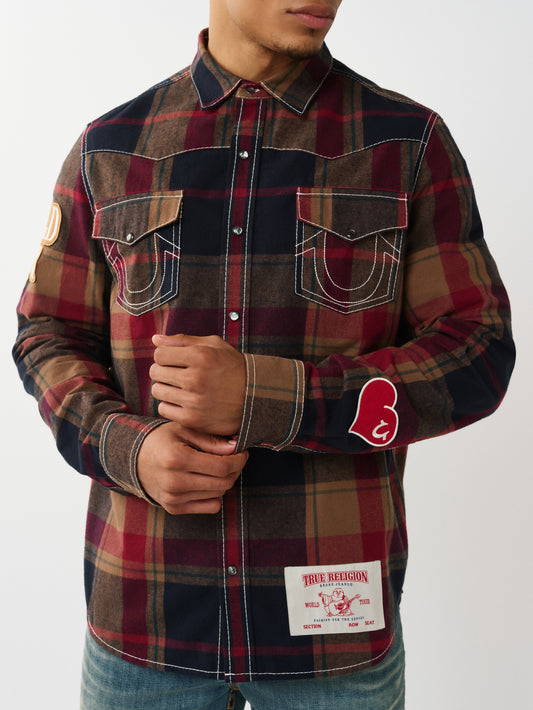 PLAID BIG T WESTERN SHIRT