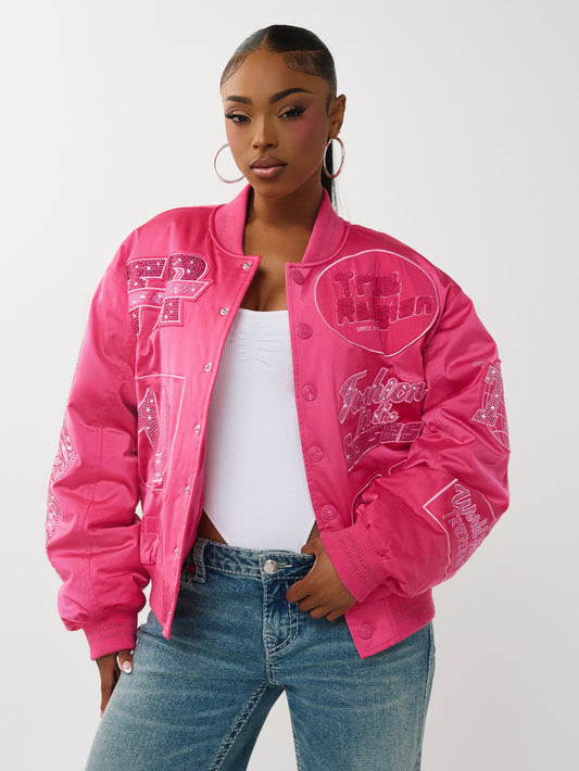 CRYSTAL BRANDED NYLON BOMBER
