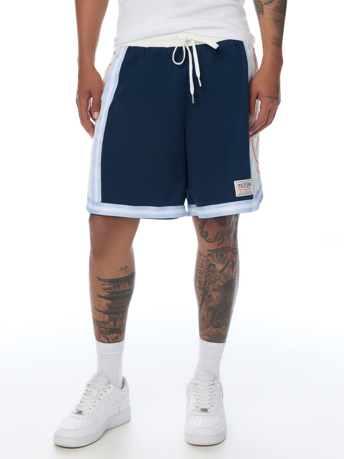 COLOR BLOCK MESH BBALL SHORTS
