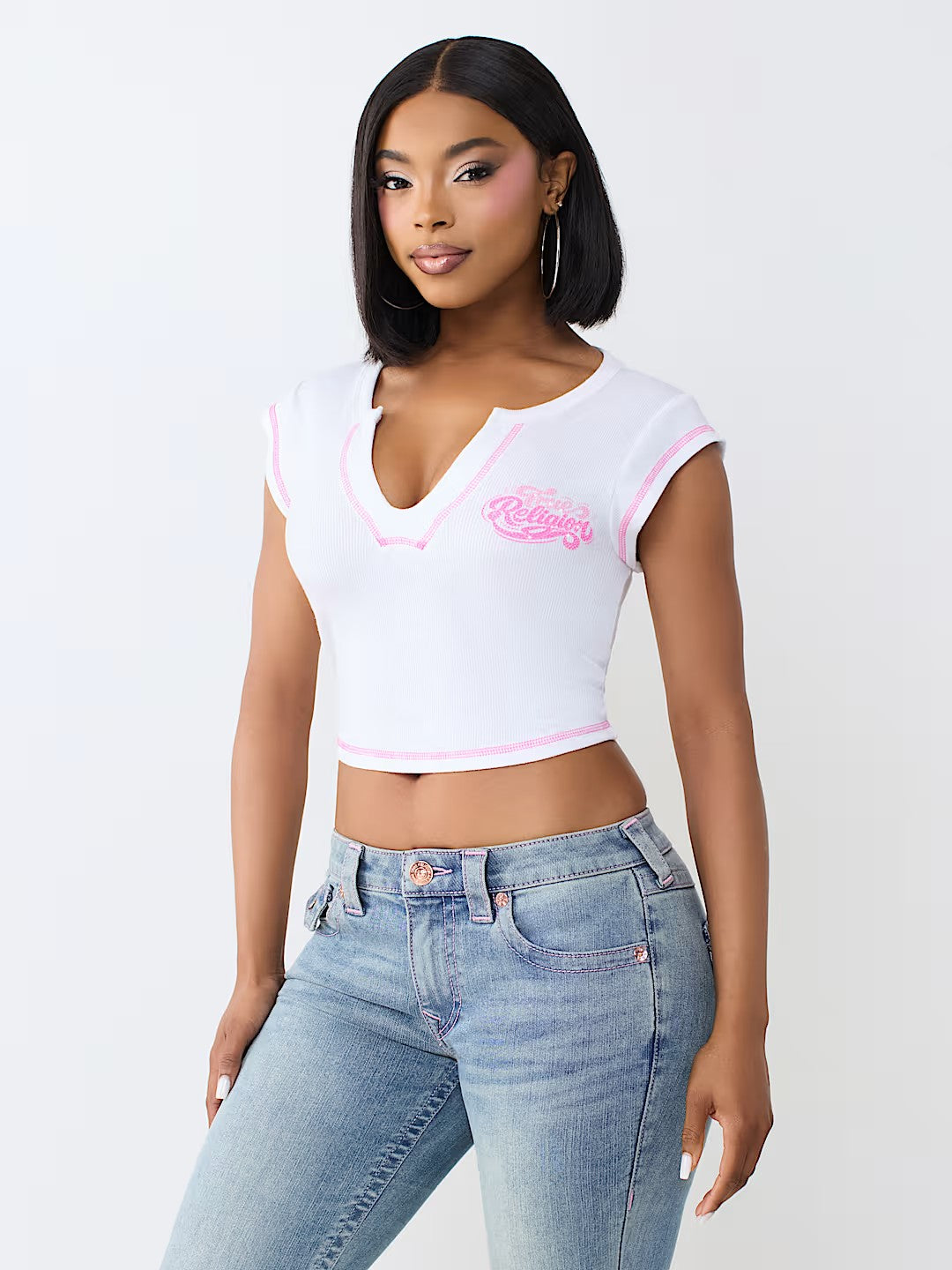 CRYSTAL ICECREAM RIB NOTCH TEE