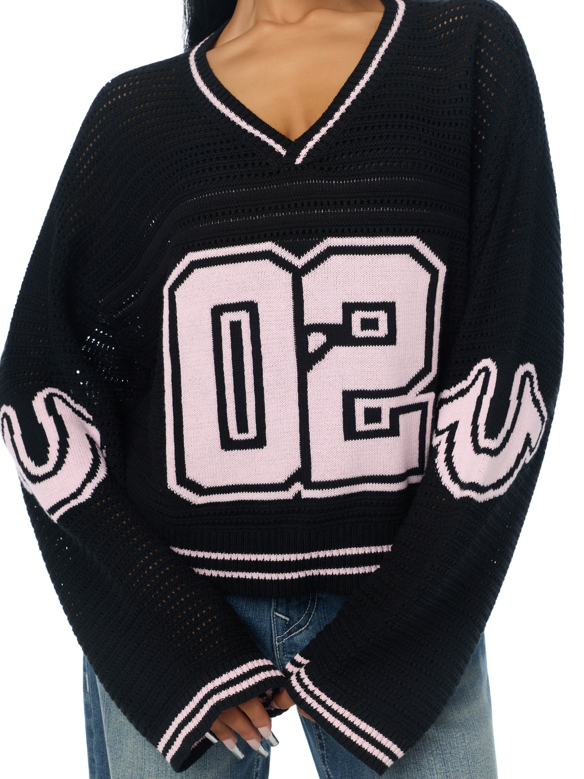 SPORTY MESH SWEATER JERSEY TOP