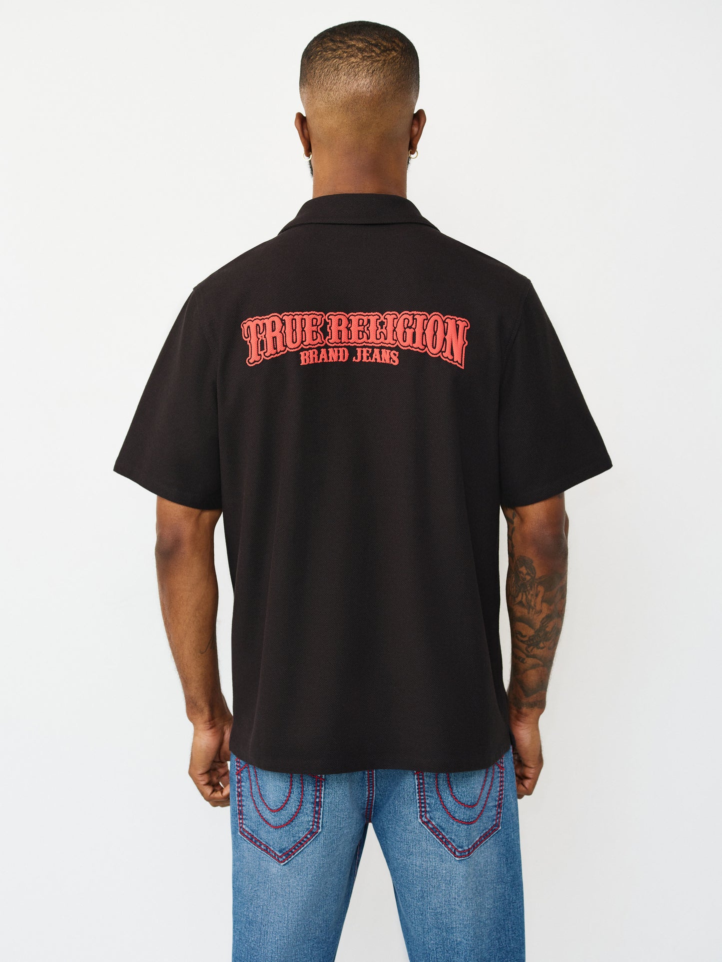 CONTRAST HONEYCOMB PIQUE SHIRT