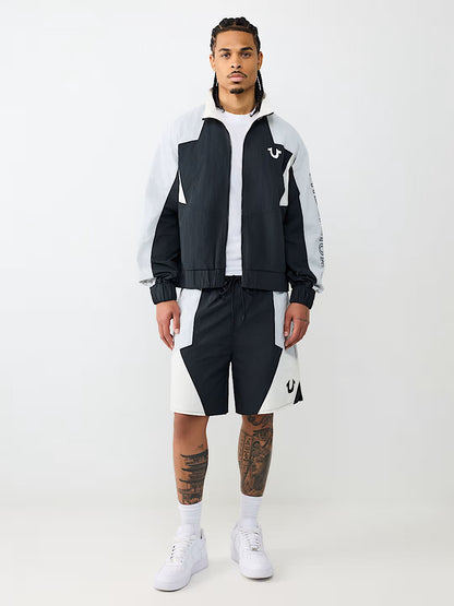 COLOR BLOCK NYLON TRACK SHORT