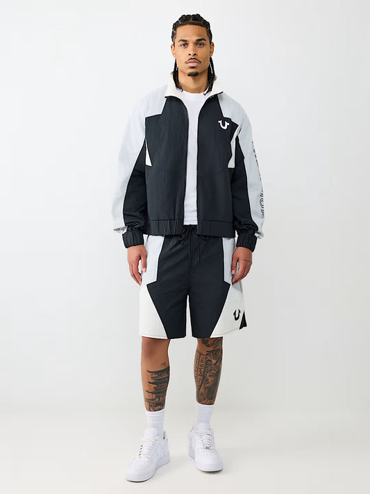 COLOR BLOCK NYLON TRACK SHORT