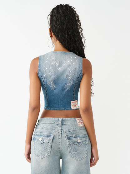 CRYSTAL WING  DENIM VEST