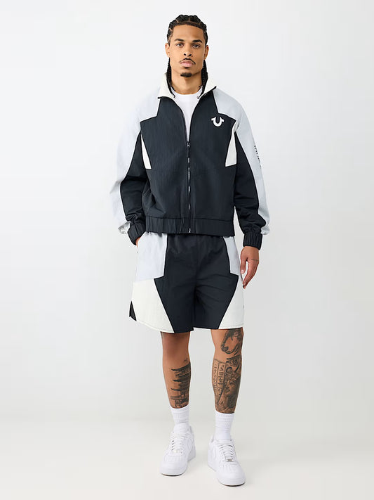 COLOR BLOCK NYLON TRACK JACKET