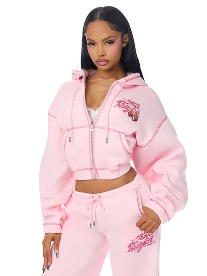 CRYSTAL CHERRY GF ZIP HOODIE