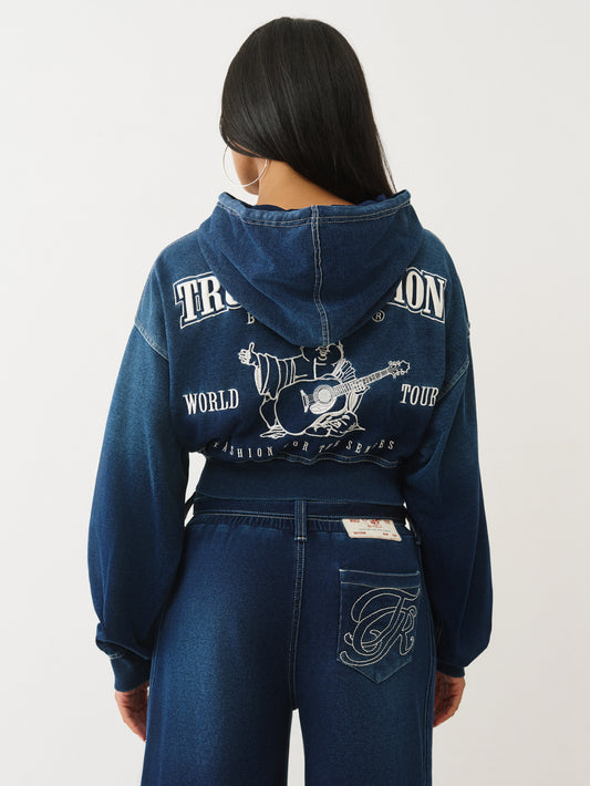 WASHED INDIGO PULLOVER HOODIE