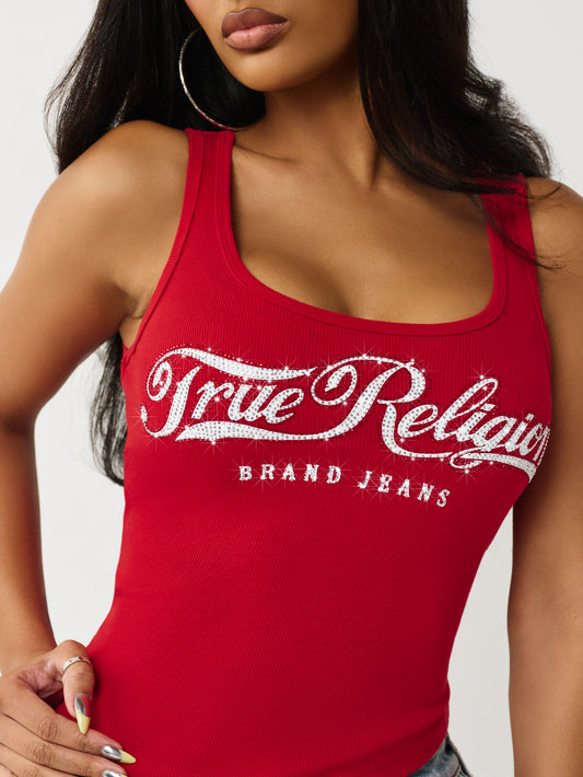 CRYSTAL SQUARE NECK RIB  TANK
