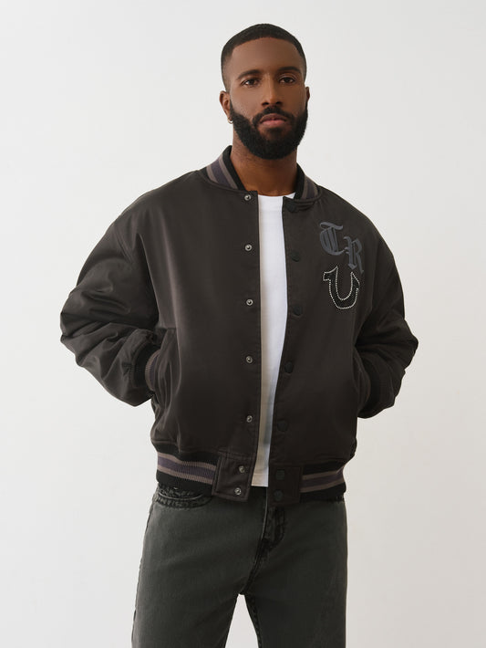 CRYSTAL SATIN RETRO BOMBER