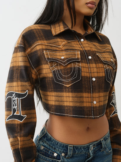 BIG T CROPPED FLANNEL SHACKET