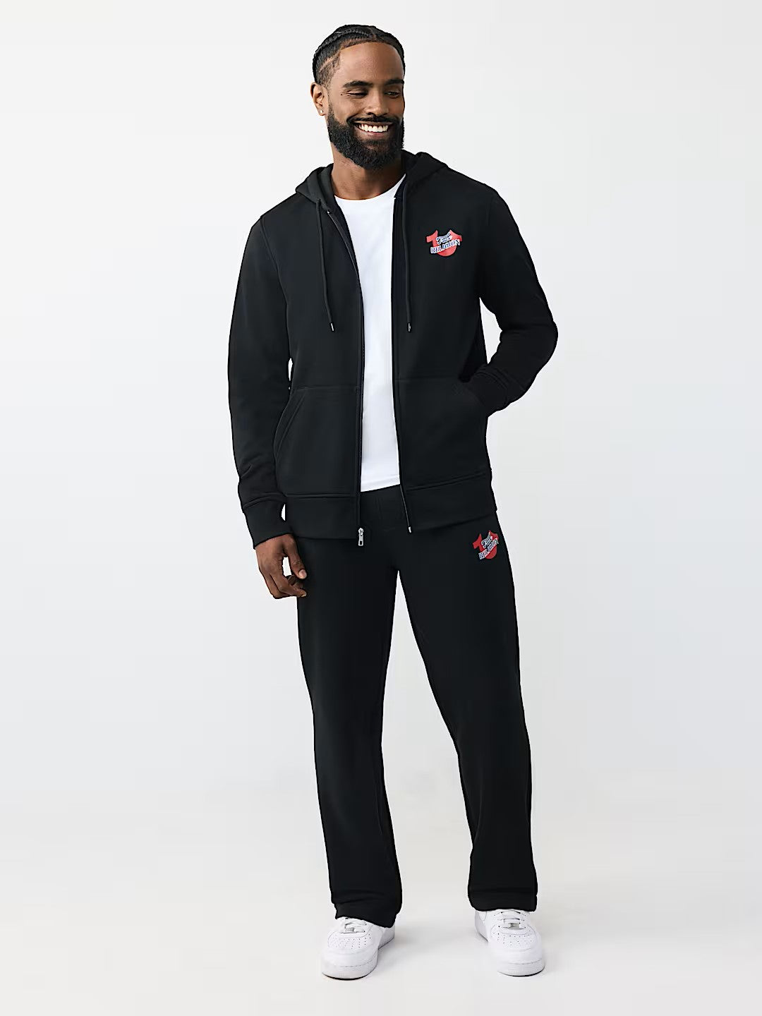 DIAGONAL MATCH ZIP HOODIE