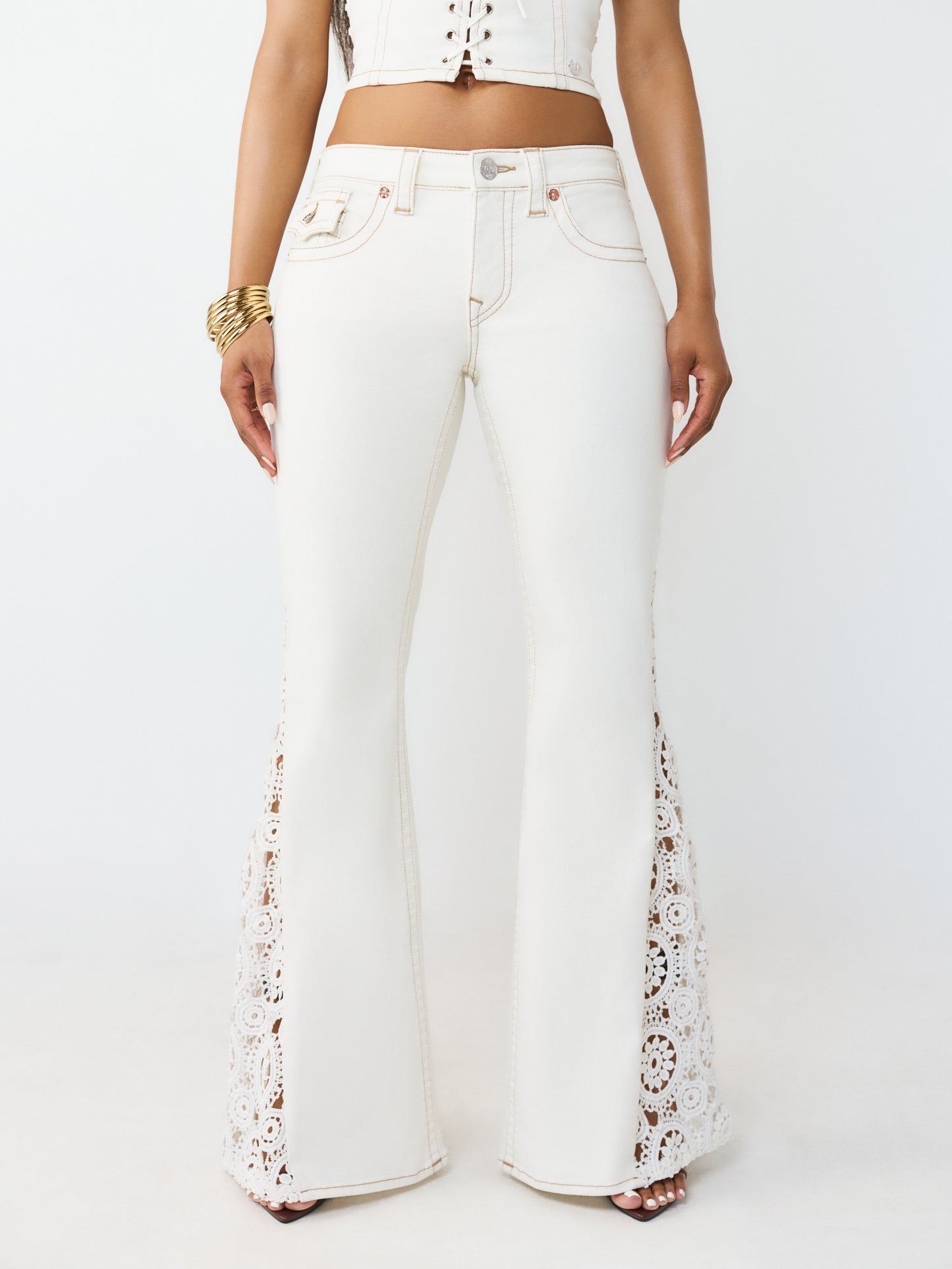 CROCHET MID RISE FLARE FLAP