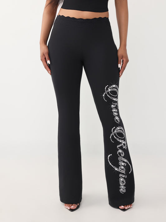 CRYSTAL LACE WAIST BOOTCUT PAN