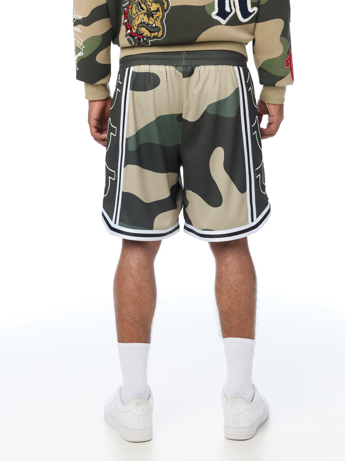 COLOR BLOCK MESH BBALL SHORTS
