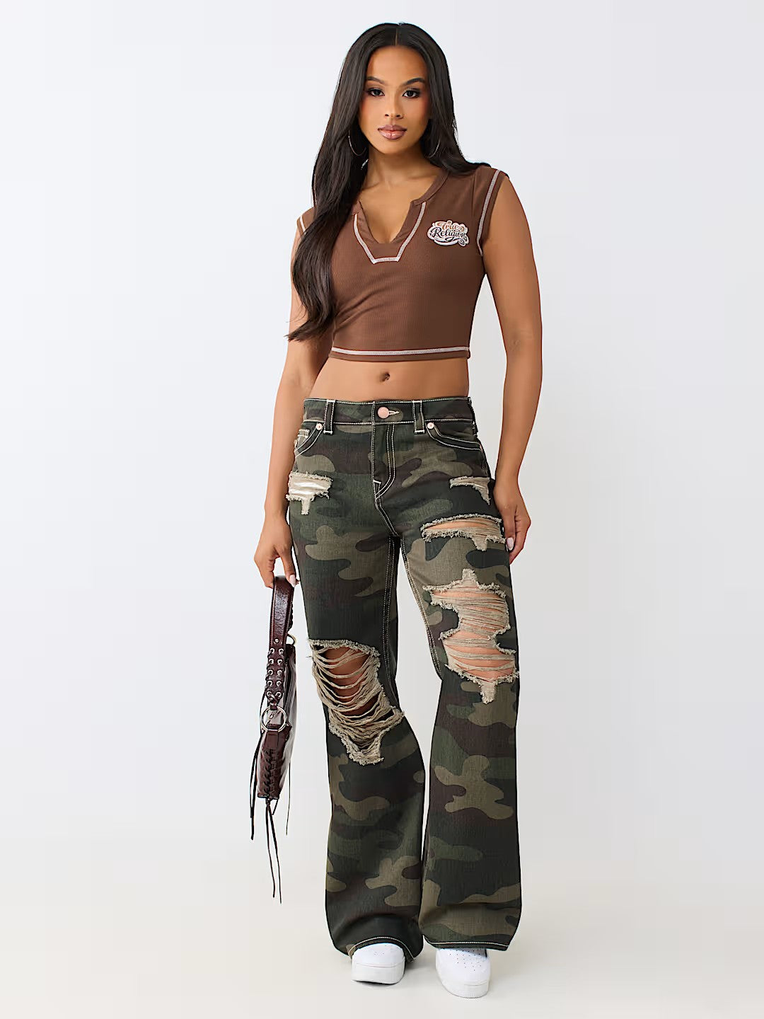 DISTRESSED CAMO BOBBI BAGGY