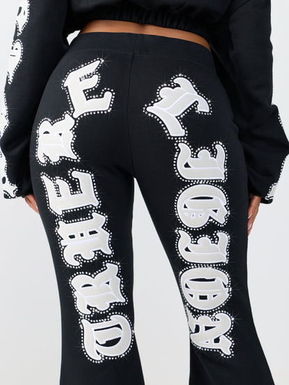 CRYSTAL BRANDED FLARE PANTS